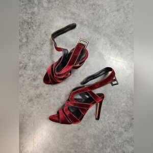 Antonio Melani Size 6 Avett Red Velvet Stiletto Strappy Sandals Festive